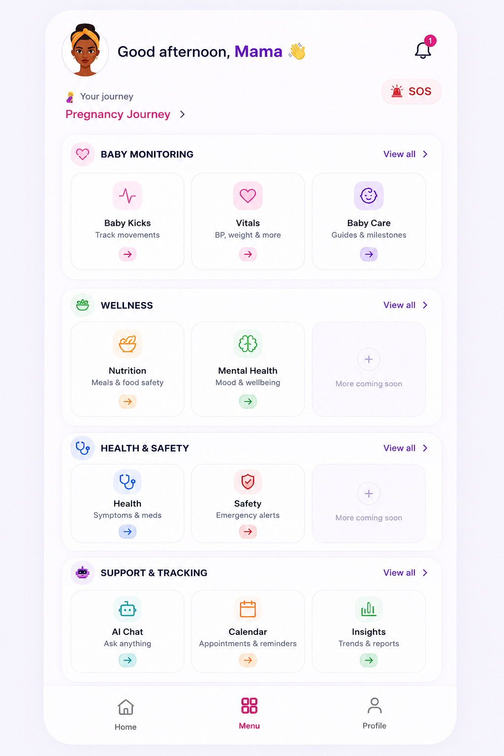 Femin9 App Home Screen